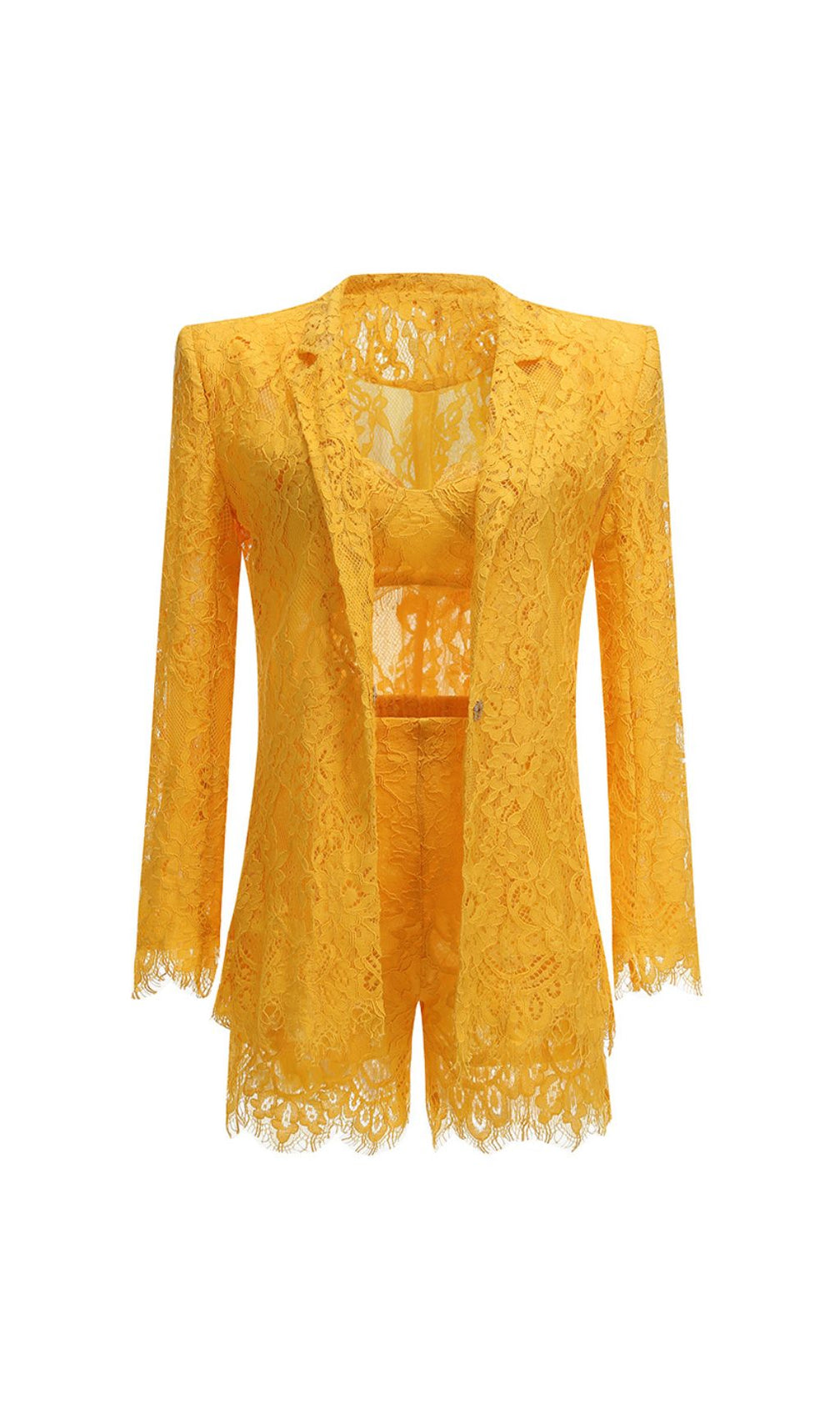 Giuseppe Yellow Lace Three-Piece Set