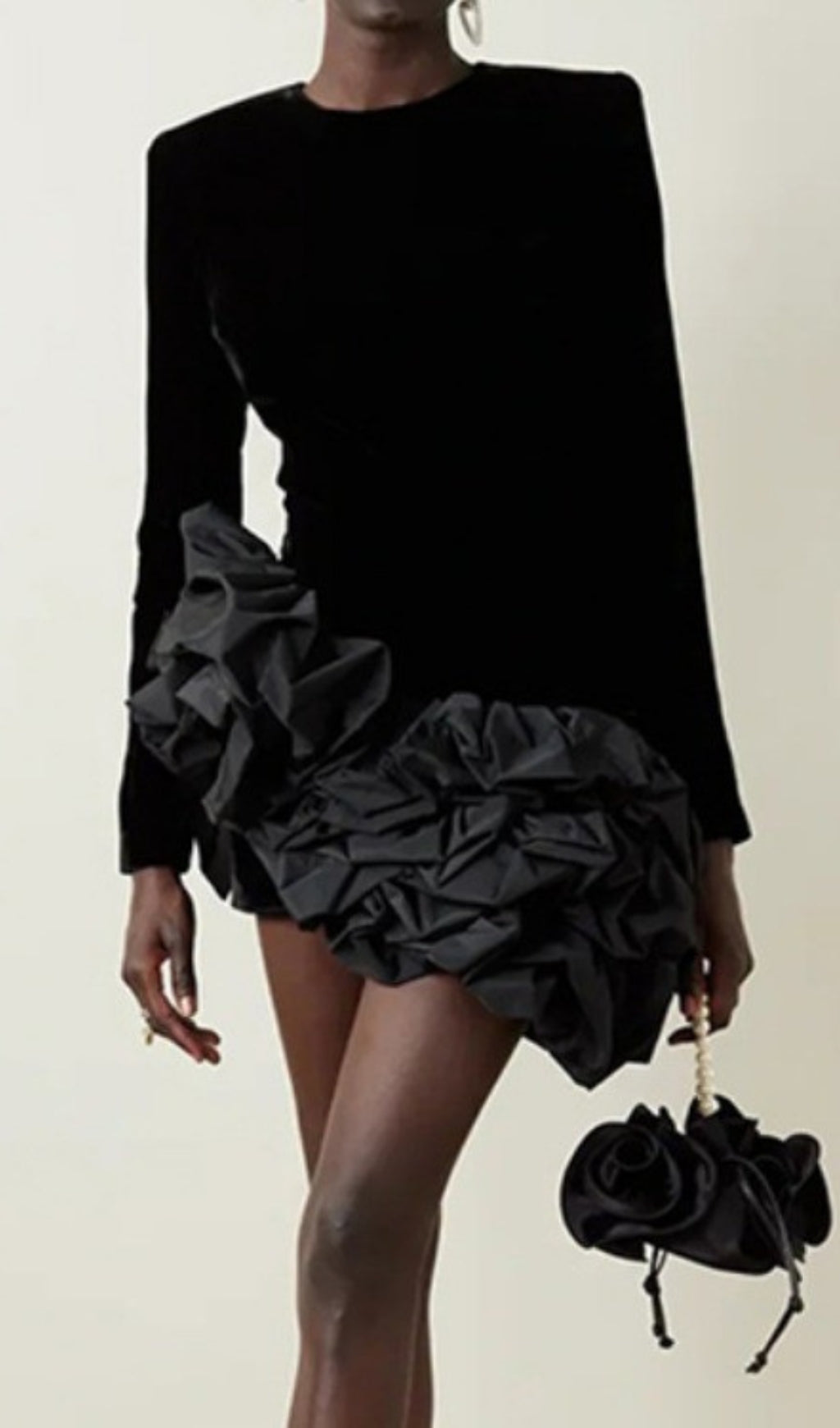 Baris Irregular Ruffle Hem Long Sleeve Mini Dress