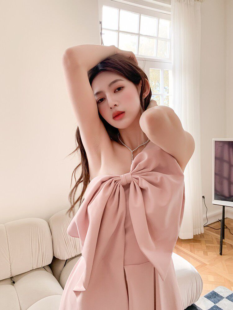 Dolores Luxe Pink Oversized Bow Strapless Maxi Dress - Elegant Formal Gown