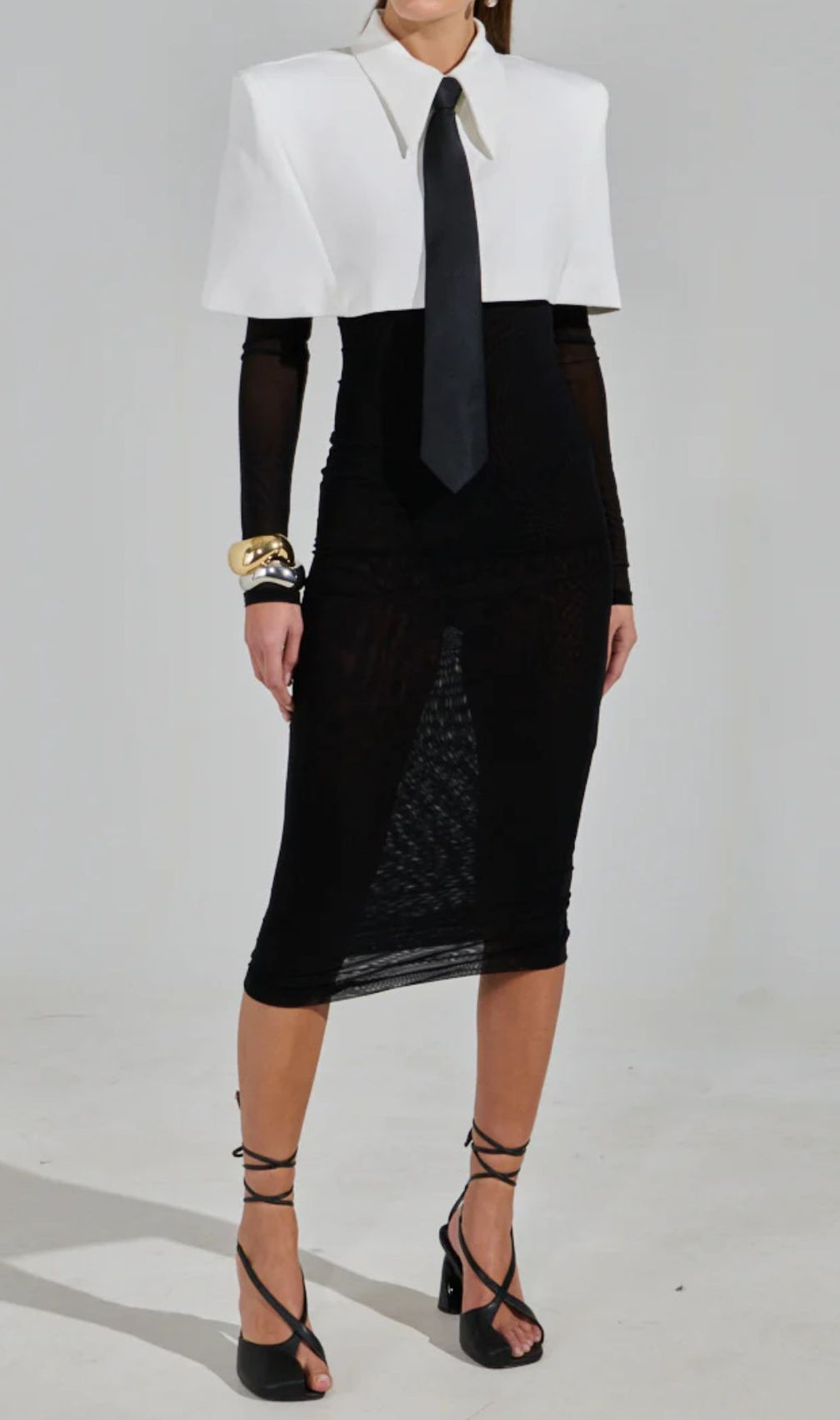 Gijs Long Sleeve Midi Dress With Tie
