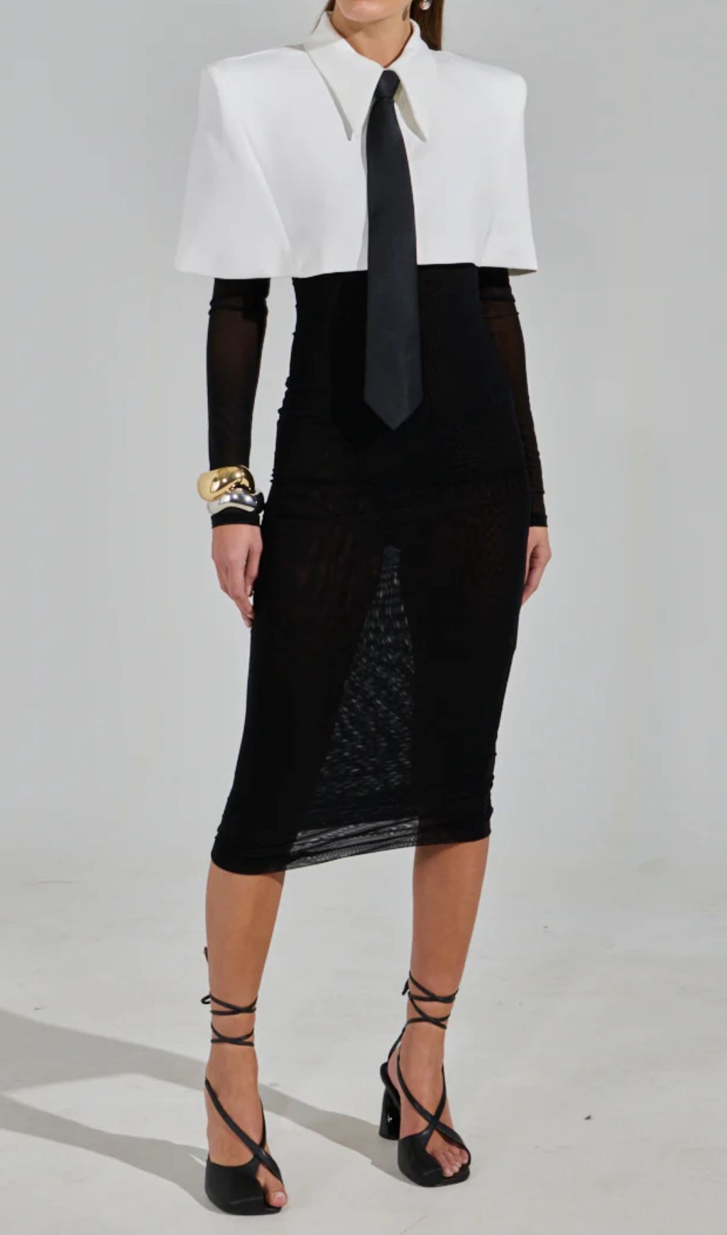 Gijs Long Sleeve Midi Dress With Tie