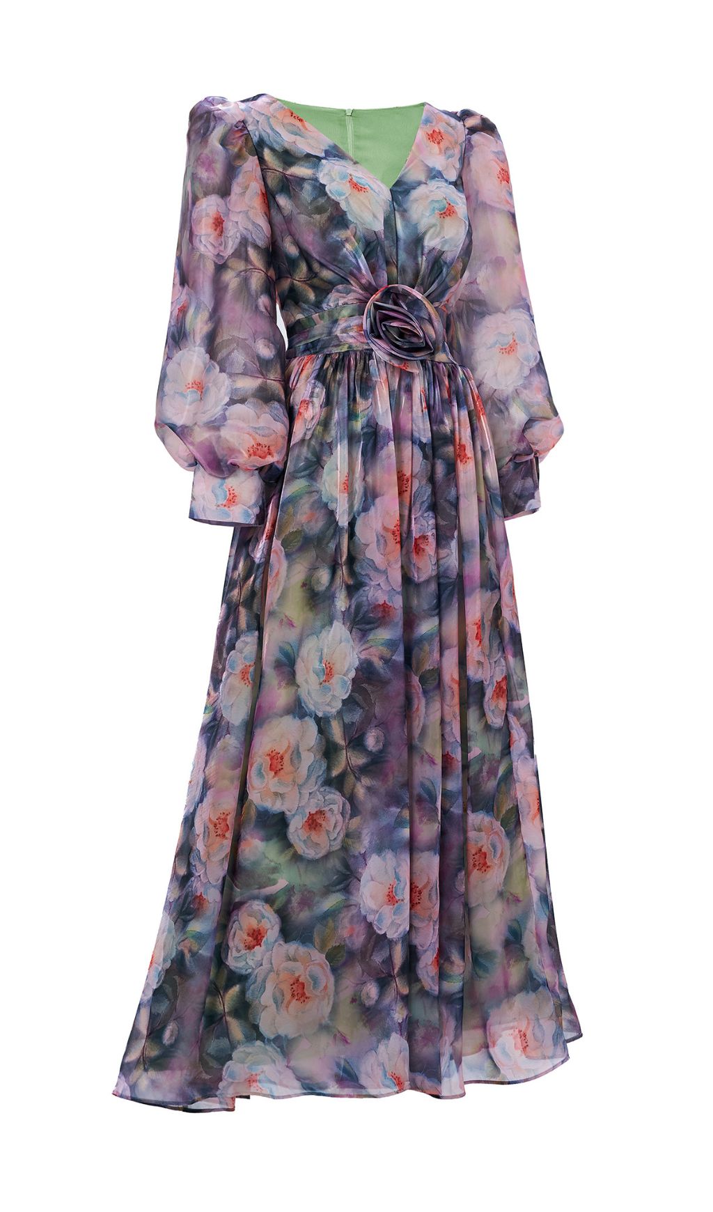 Feray Floral Printed Long Sleeve Maxi Dress