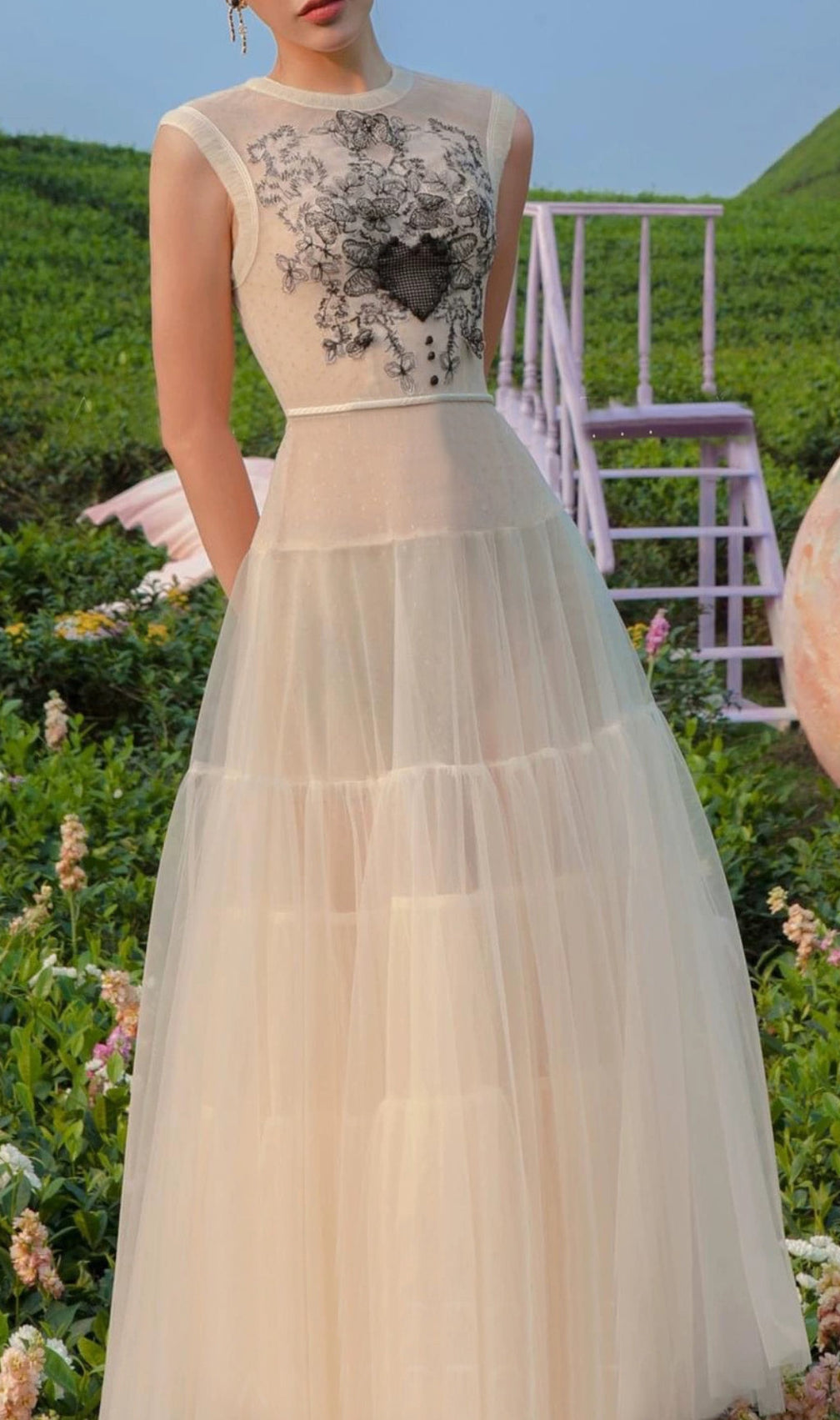 Ansgar Embroidery Mesh Dress