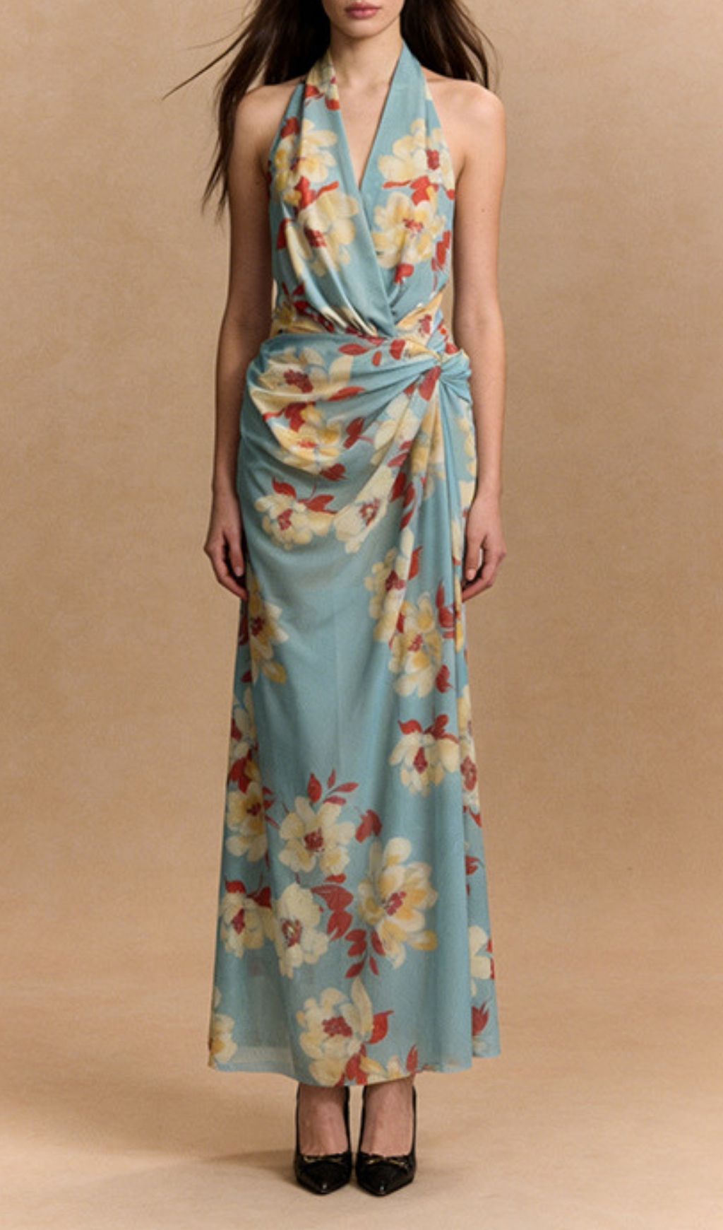 Kerstin Halter Neck Floral Maxi Dress - Elegant Spring & Summer Gown
