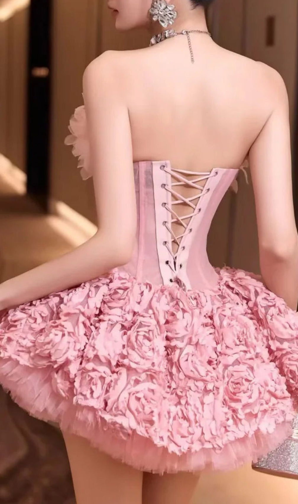 Irma Strapless Corset Floral Mini Dress - Pink Party & Date Night Gown