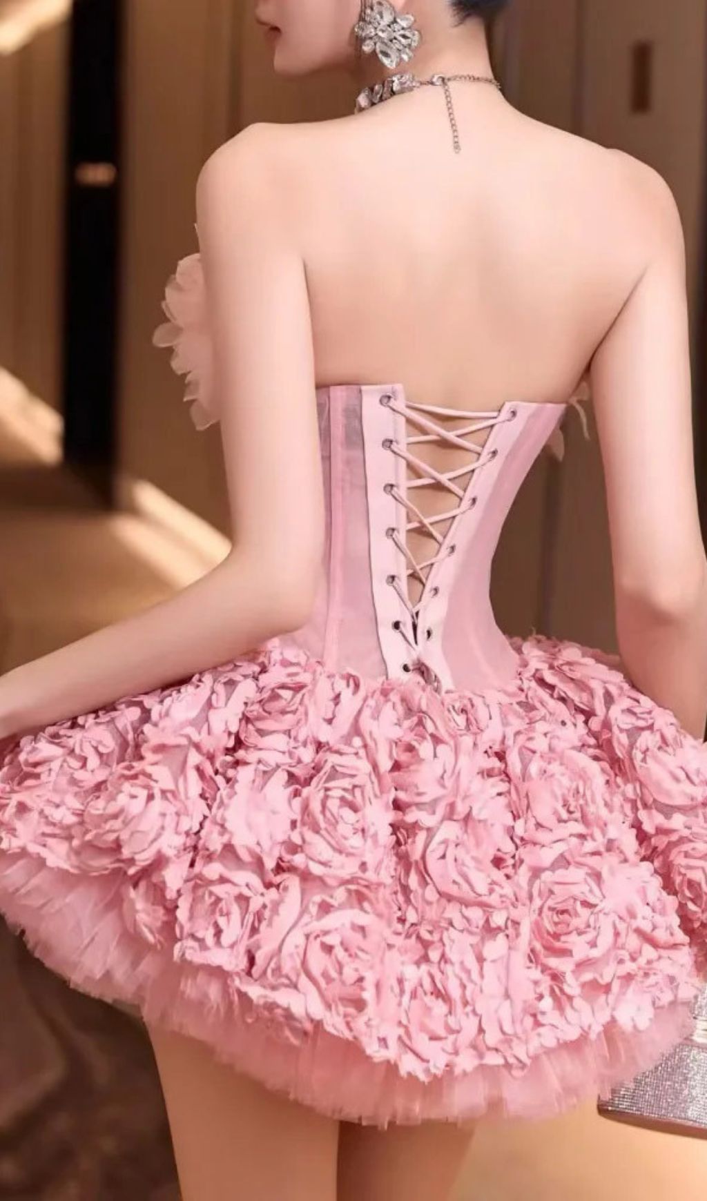 Irma Strapless Corset Floral Mini Dress - Pink Party & Date Night Gown