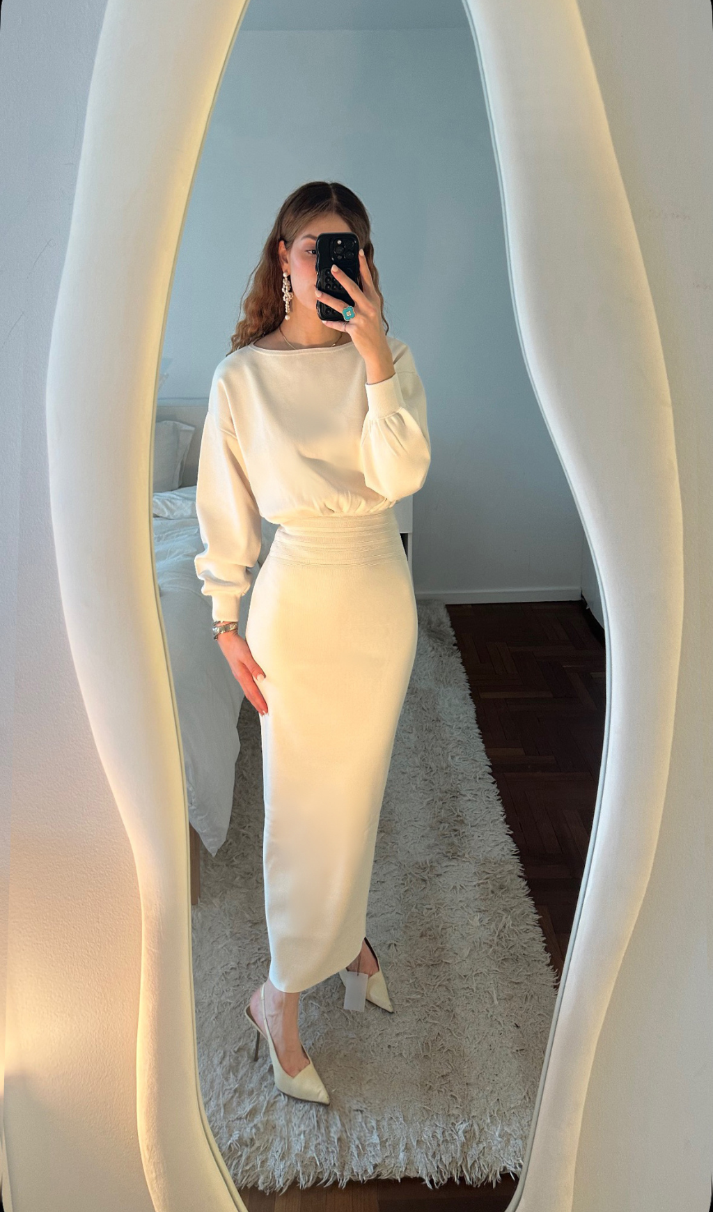 Honoria White Long Sleeve Maxi Dress