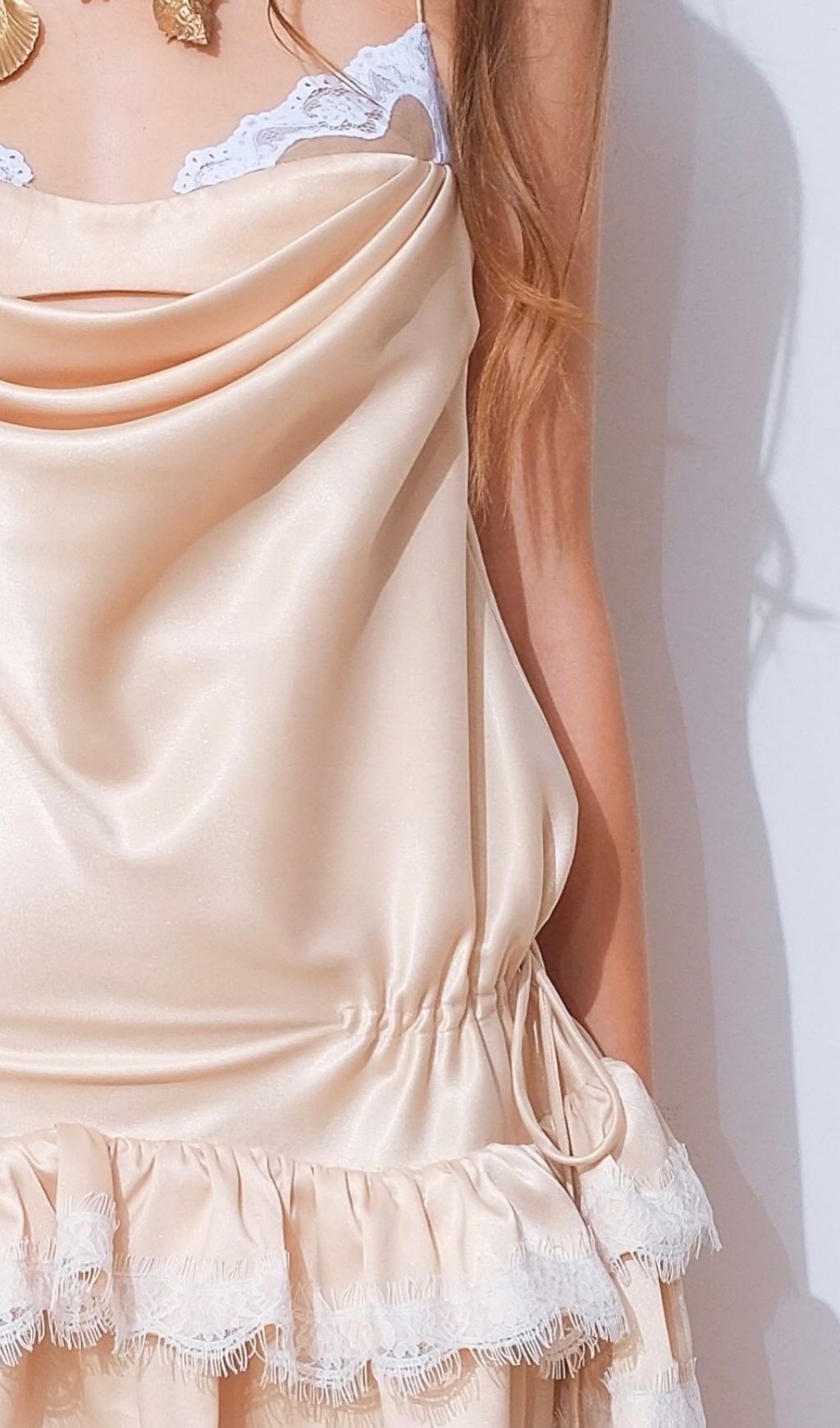 Kooper Satin Lace Trim Mini Dress