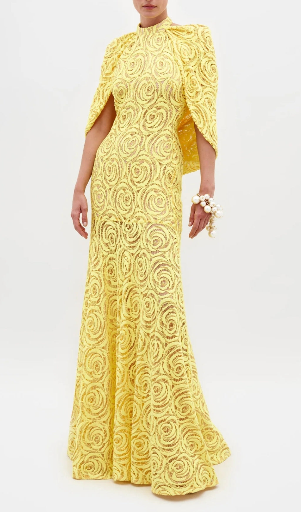 Earla Cloak Sleeve Embroidery Maxi Dress