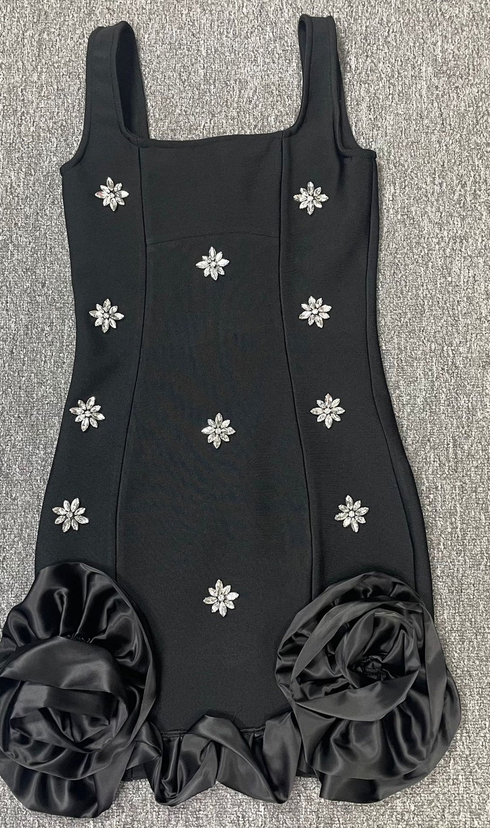 Gavan Flower Diamante Bandage Mini Dress