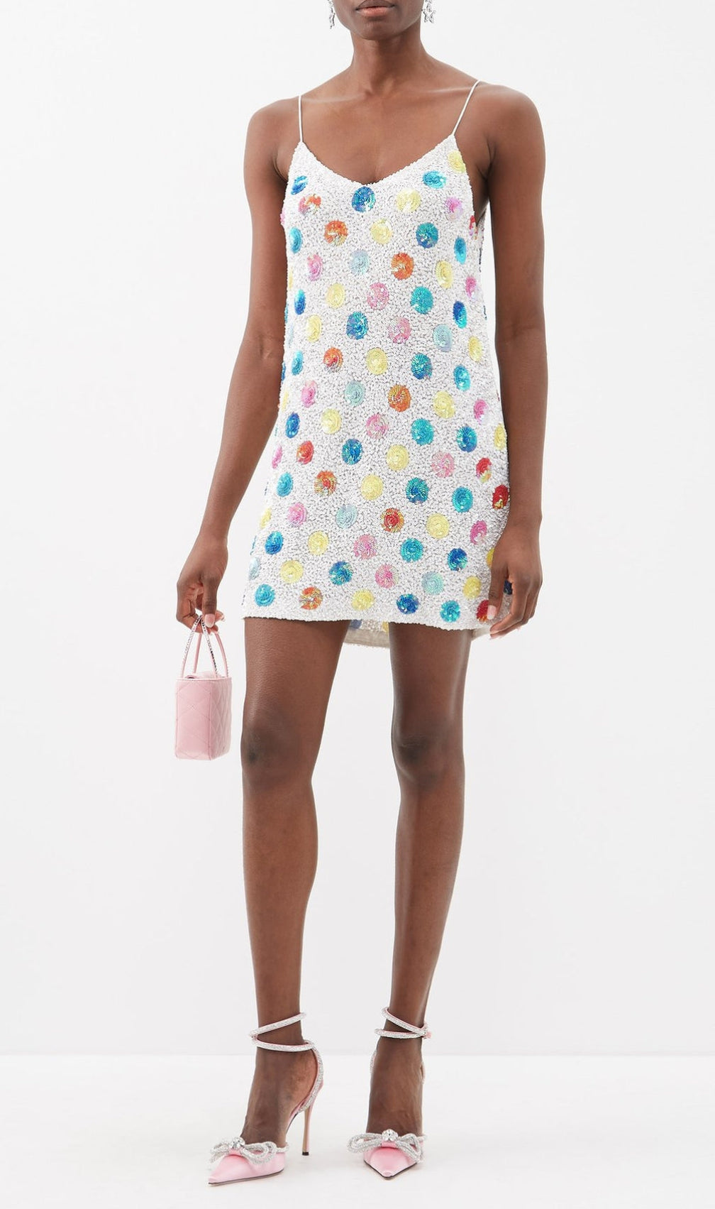 Bow Crystal Satin Heels In Blush