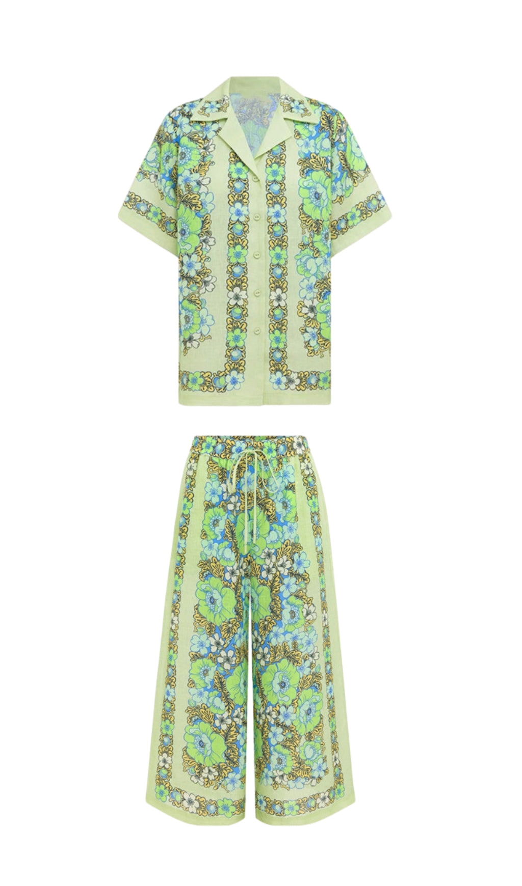 Alonsa Green Floral Two-Piece Suit