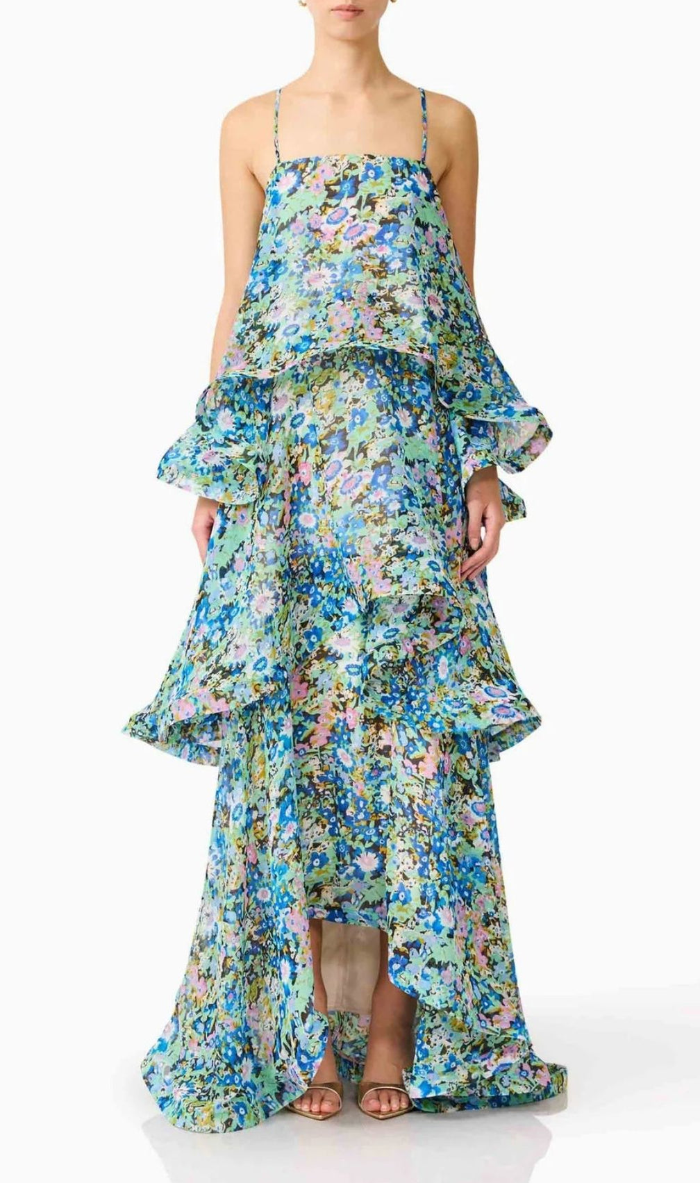 Lael Green Floral Printed Maxi Dress