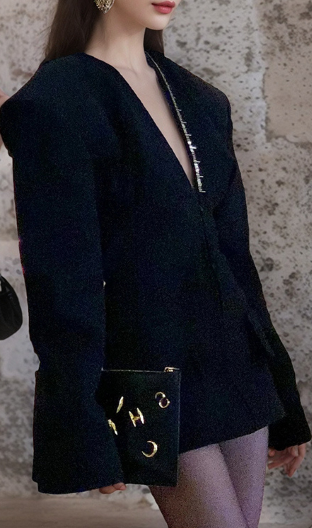 Gyan Black Long Sleeve Mini Blazer Dress