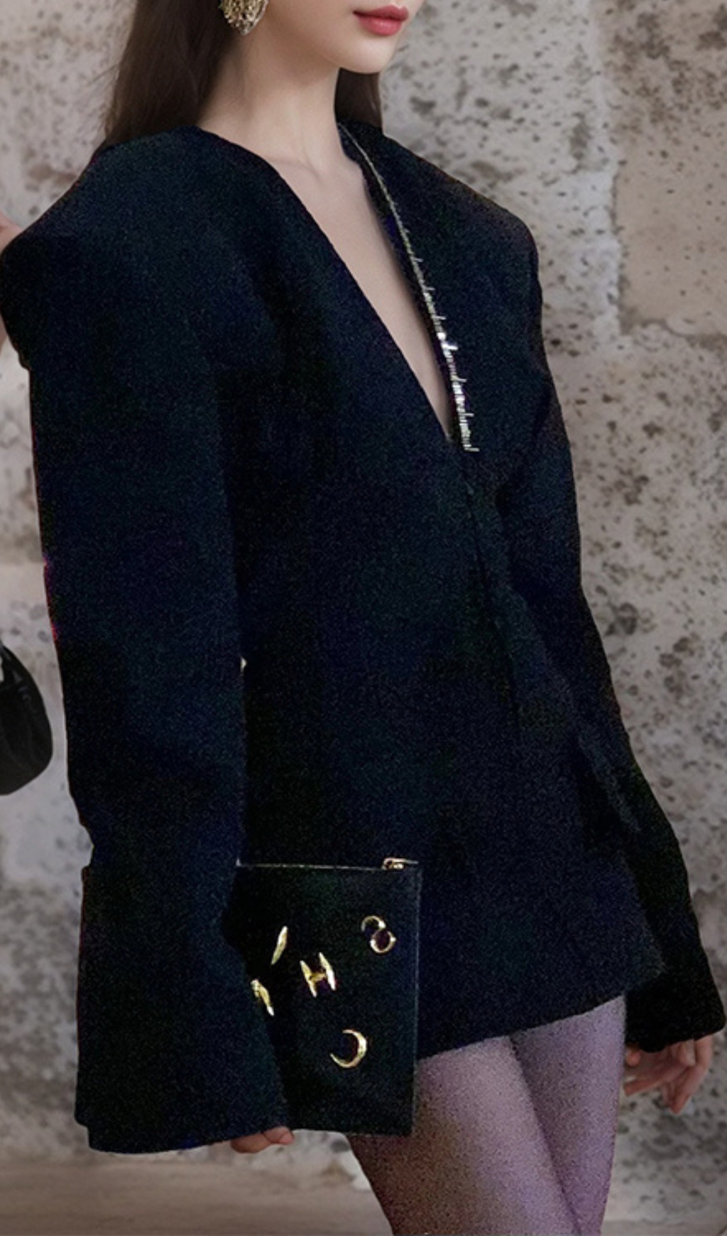 Gyan Black Long Sleeve Mini Blazer Dress