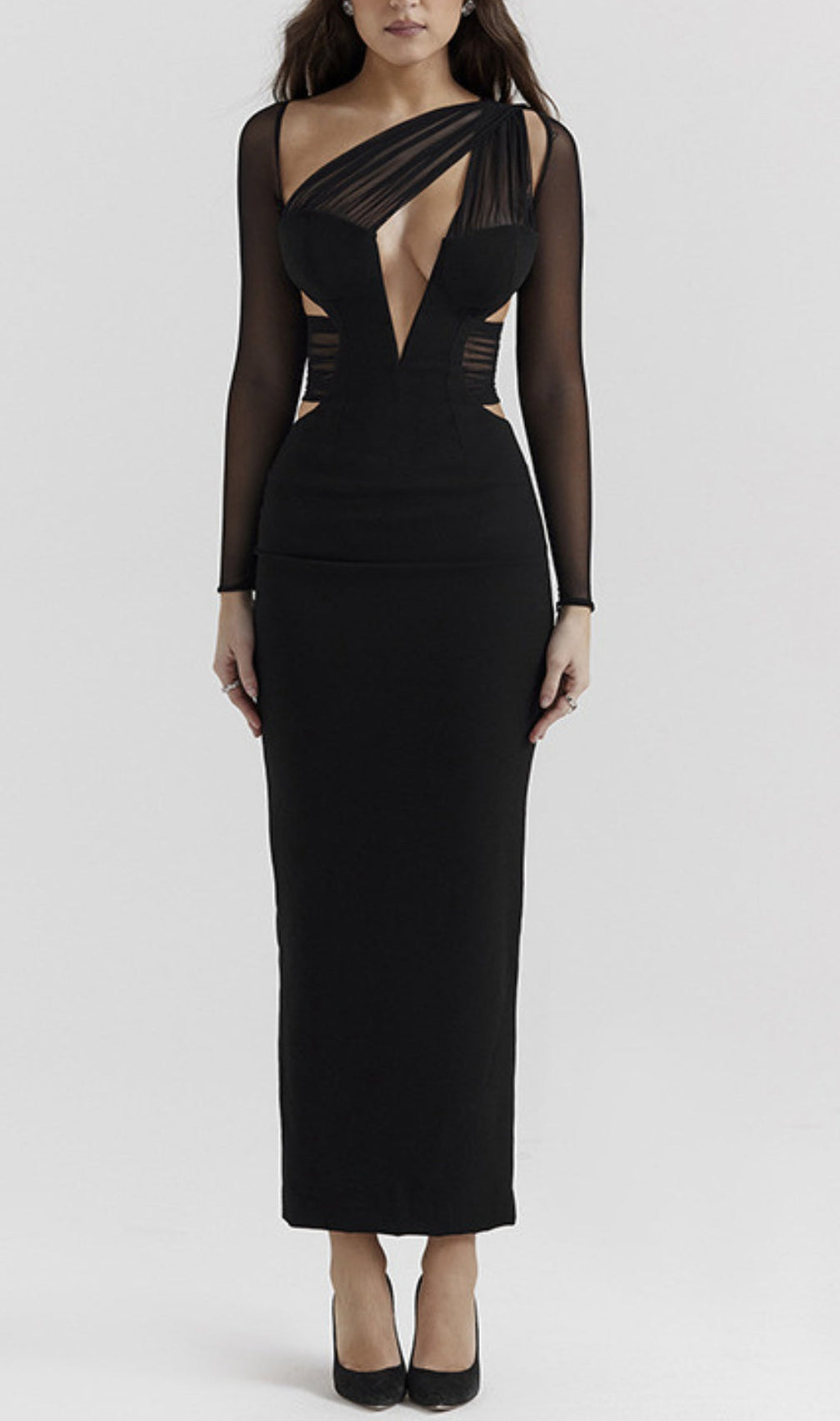 Annette Black Plunge Maxi Dress