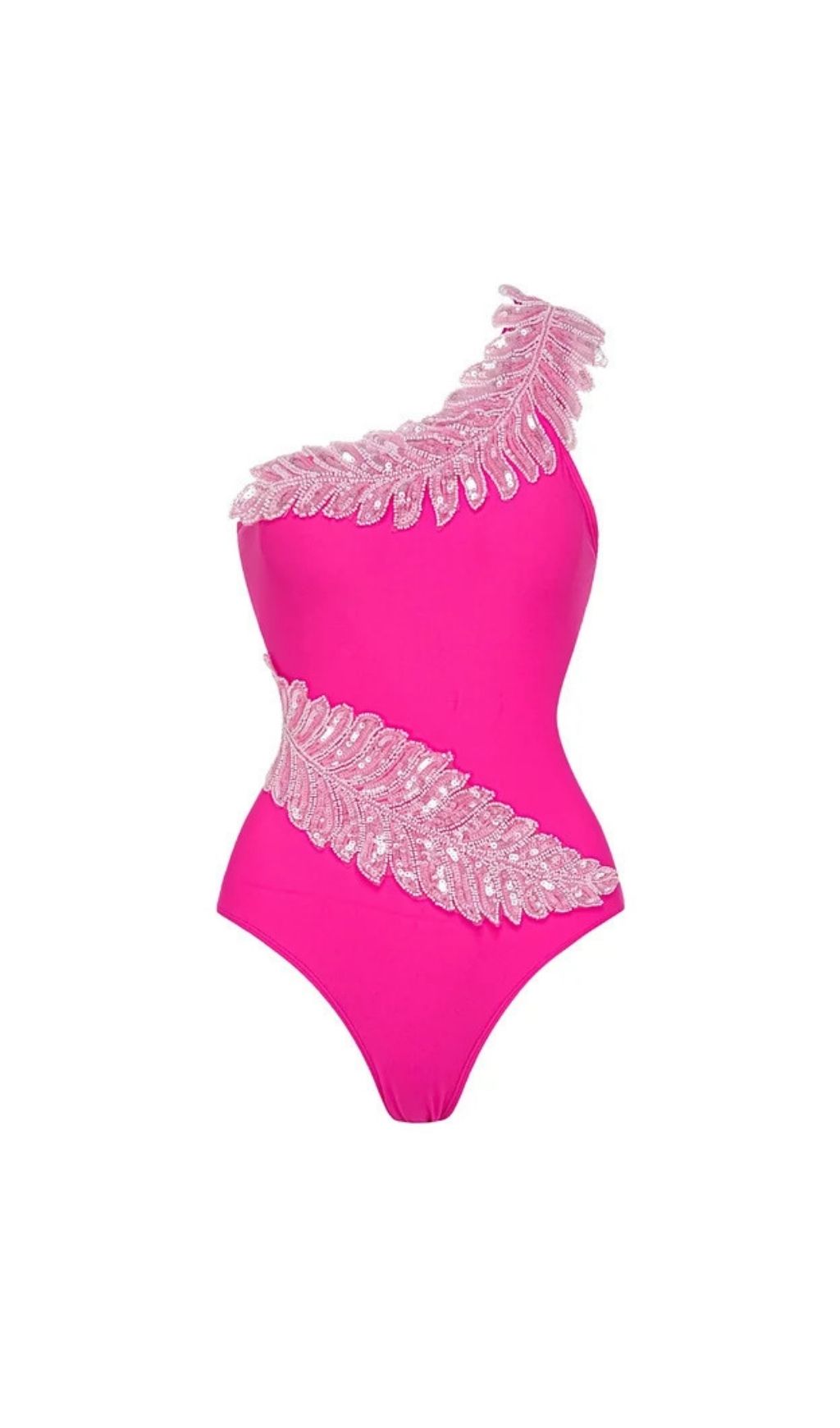 Kristian Pink Sequin One-Piece Swimsuit & Sarong