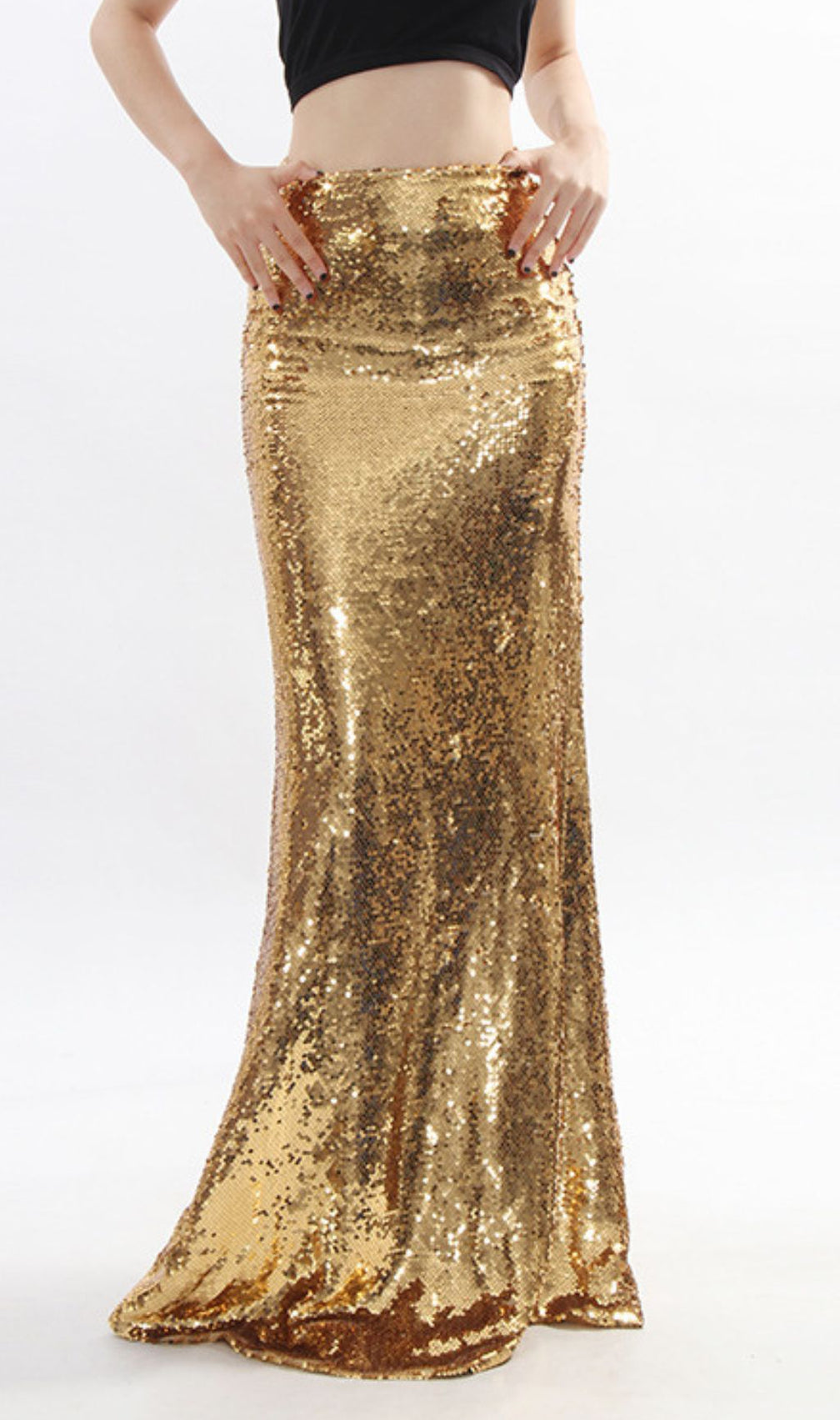 Javed Glamour Gold Sequin Maxi Skirt - Dazzling Evening & Party Wear