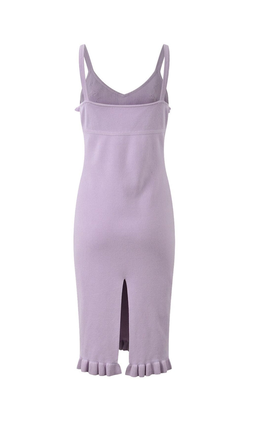 Romantic Lilac Floral Appliqué Knit Cardigan & Midi Dress Set