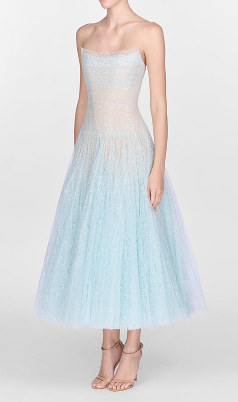 Estevan Blue Lace Midi Dress