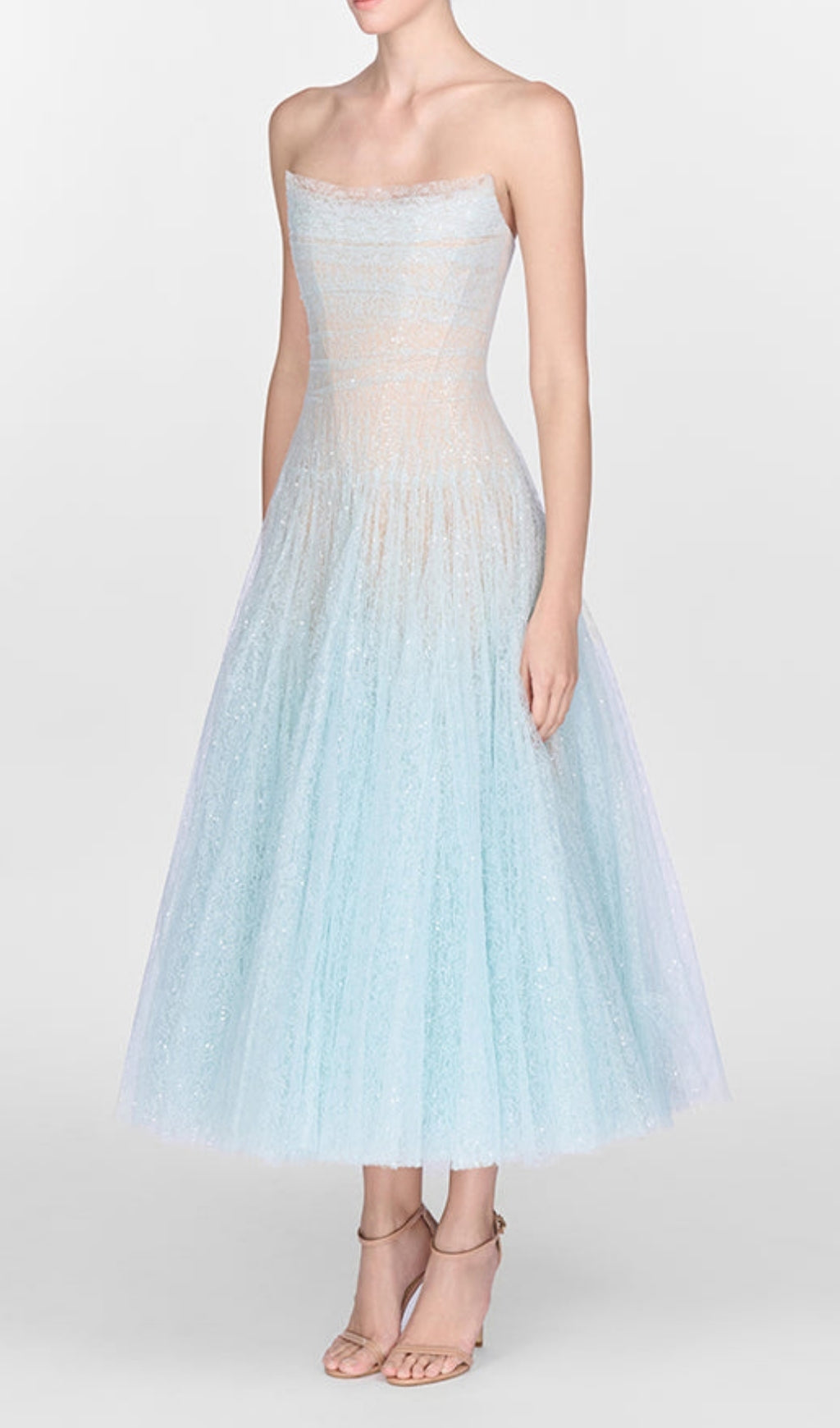 Estevan Blue Lace Midi Dress