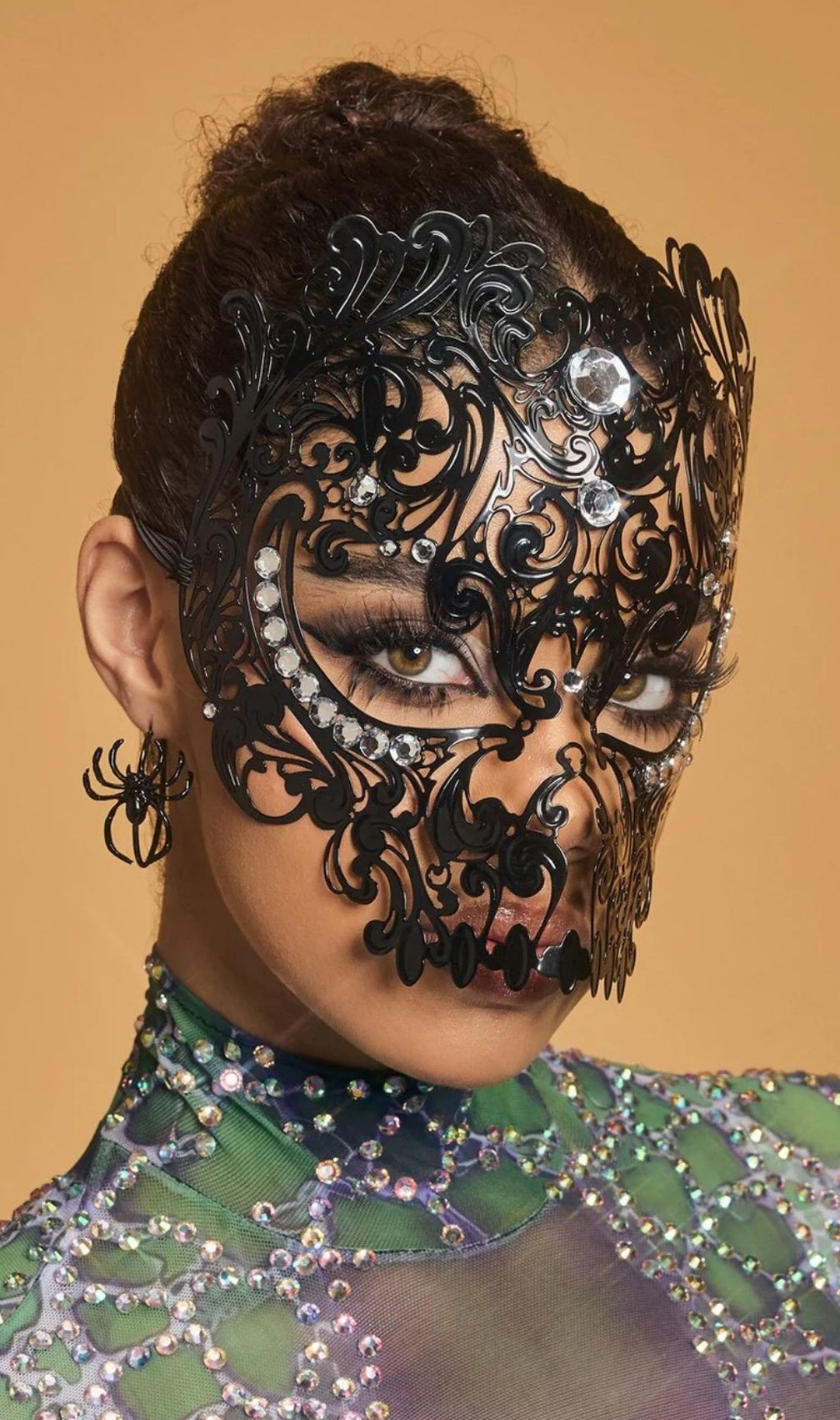 Olyxra Rhinestone Metallic Mask