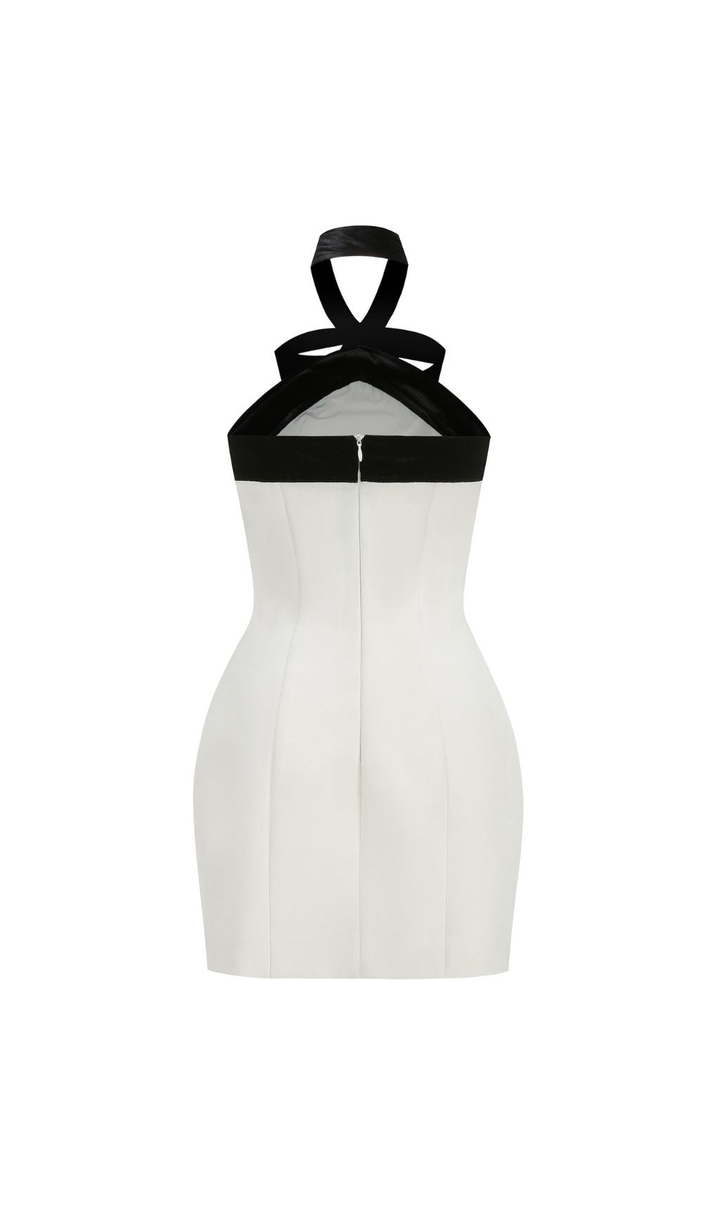 Fortunata Luxe Velvet Bow Halter Mini Dress - Ivory Chic