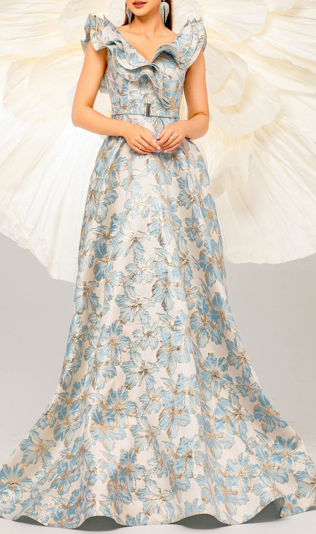 Caron Ruffle Flower Maxi Dress