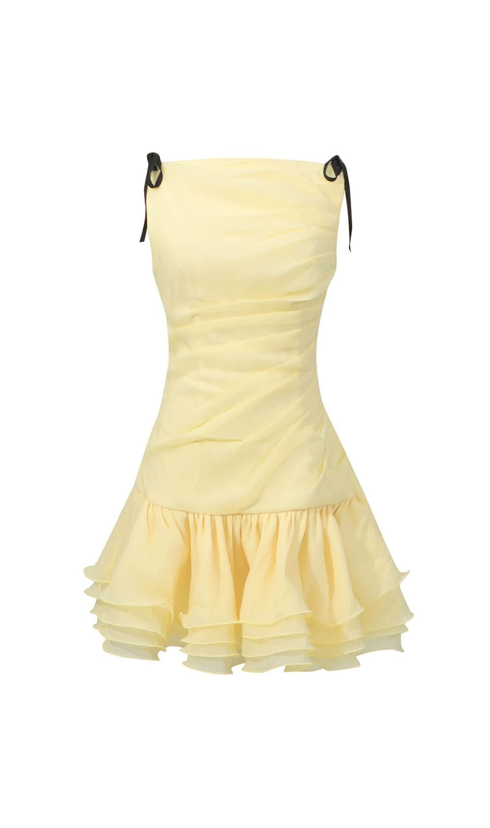 Glinda Yellow Sleeveless Layered Mini Dress
