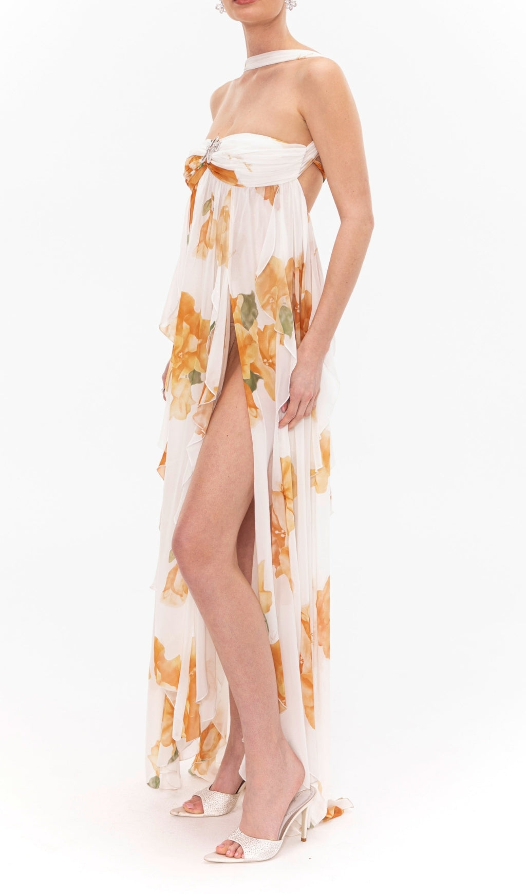Emely Floral Printed Backless Maxi Dress