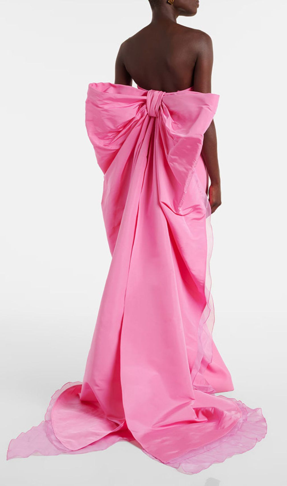 Jaiden Pink Strapless Maxi Gown with Dramatic Cascading Bow