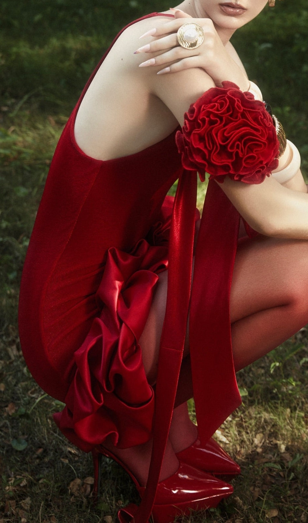 Chamios Flower Pleated Mini Dress