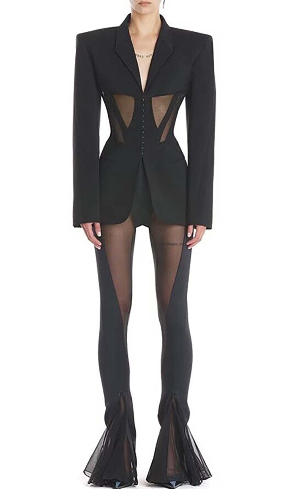 Paneled Perspective Blazer In Black