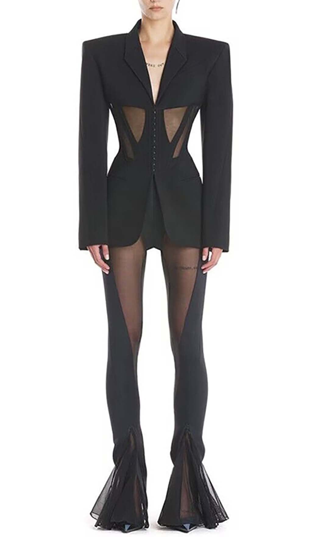Paneled Perspective Blazer In Black