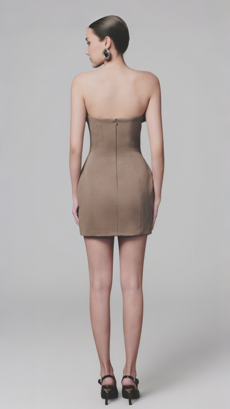 3D flowers Bustier Mini Dress