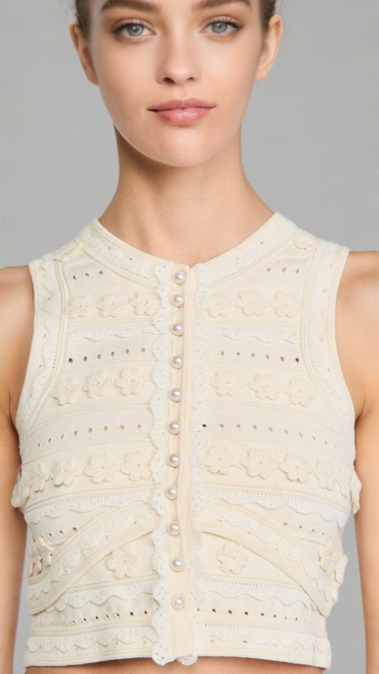 Crochet Top in ecru
