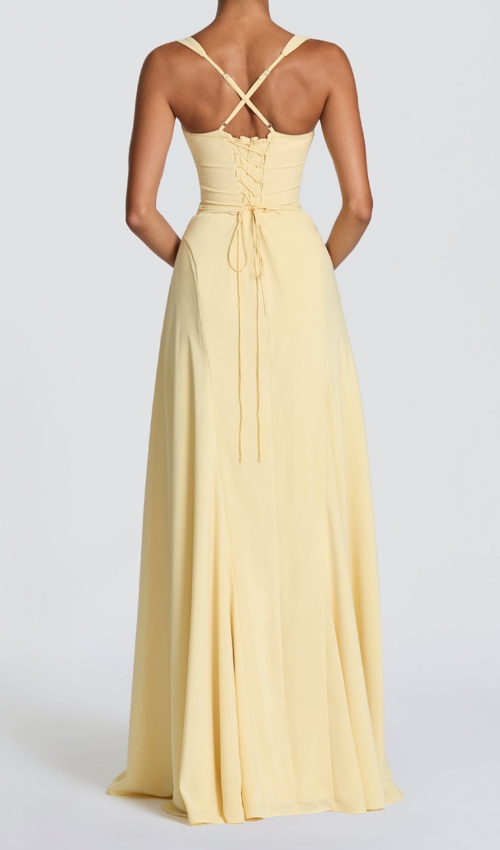 Radiant Khloe Sunshine Yellow Strappy Maxi Dress - Elegant Occasion Gown
