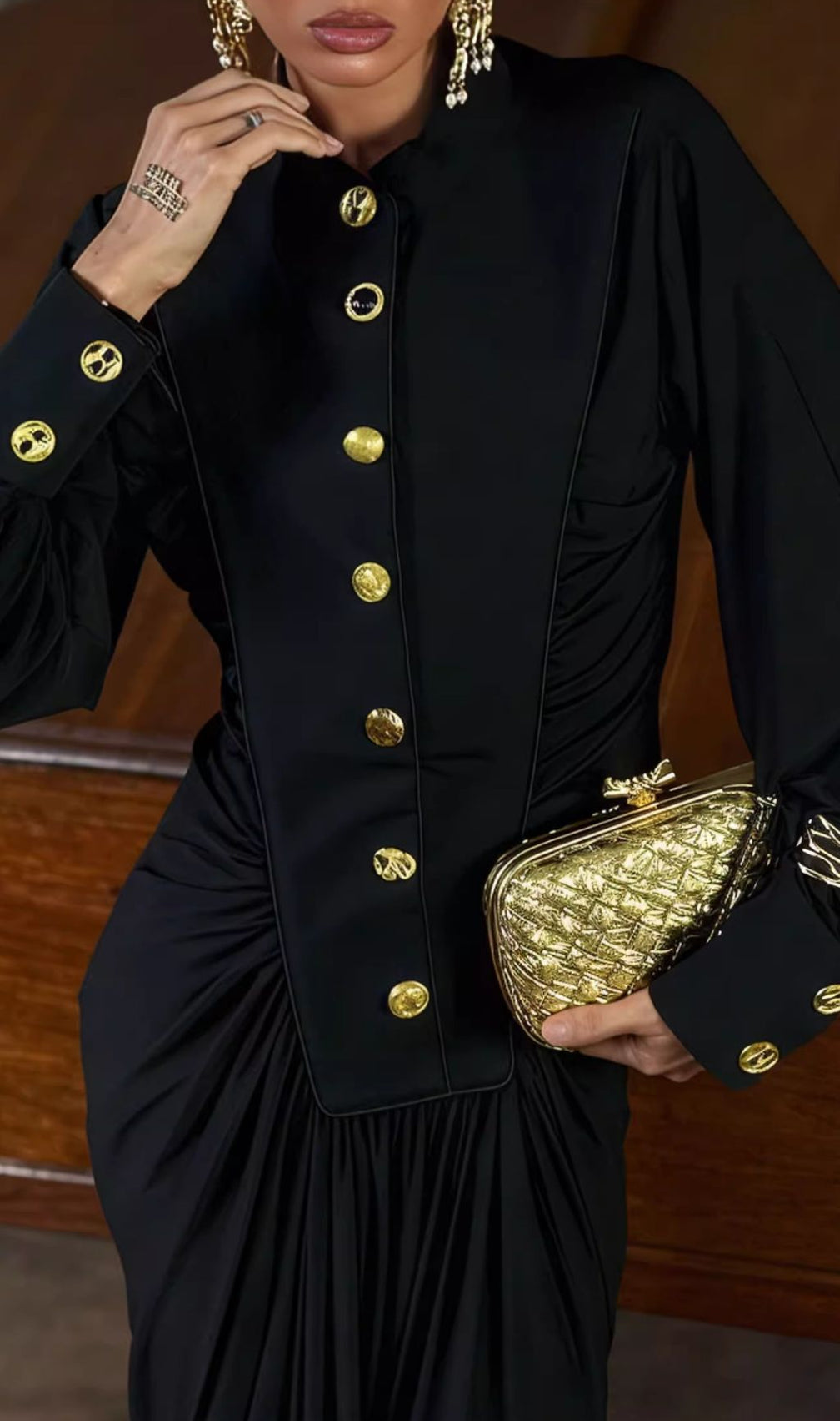 Hikari Long Sleeve Ruched Maxi Dress