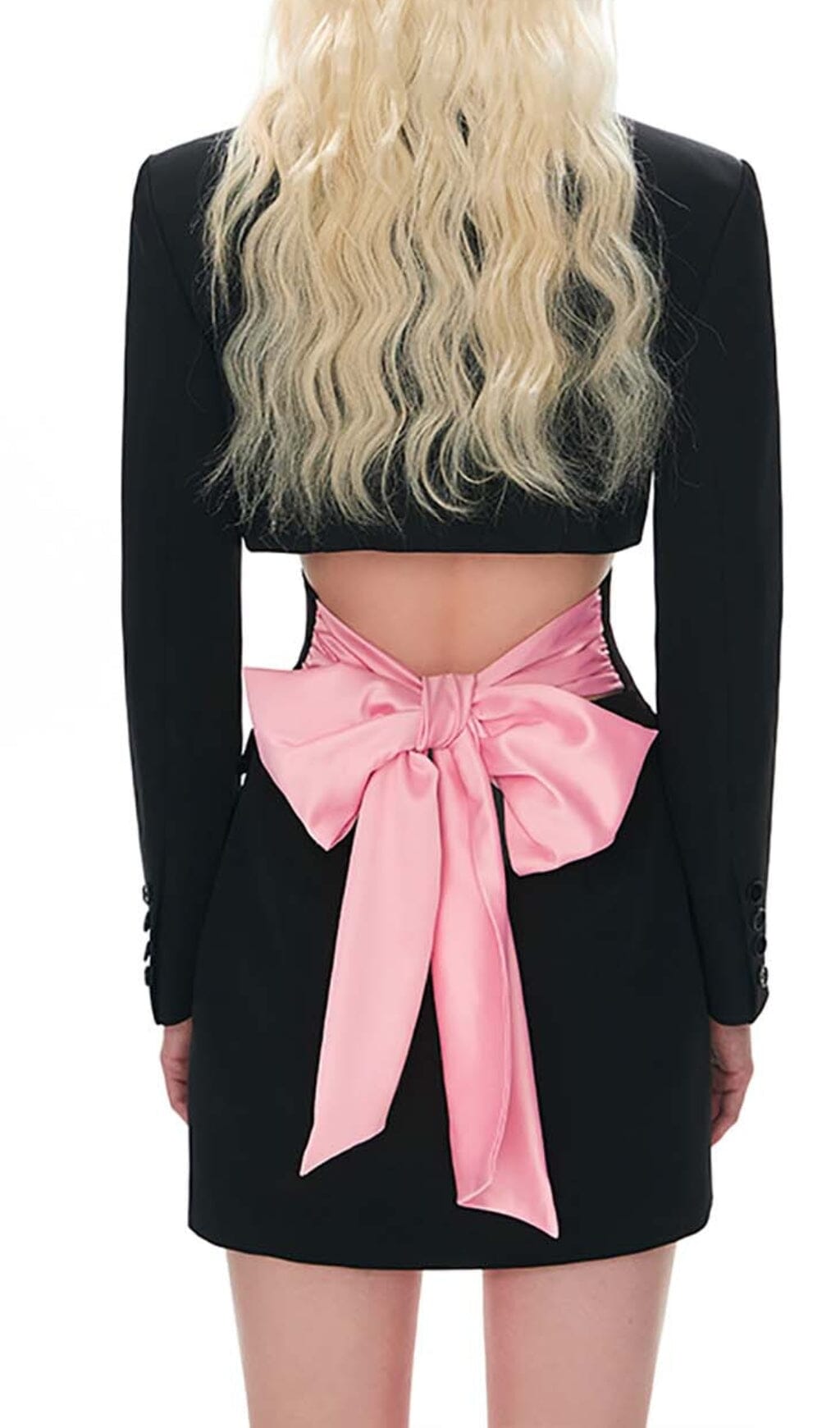 Bow-Embellished Cutout Jacket Dress In Black