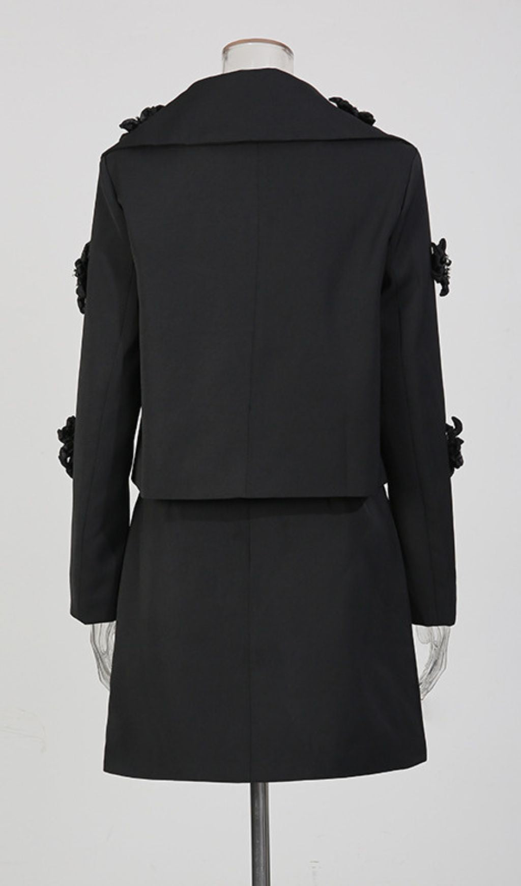 Janiyah White Floral Embellished Crop Blazer & Mini Skirt Set