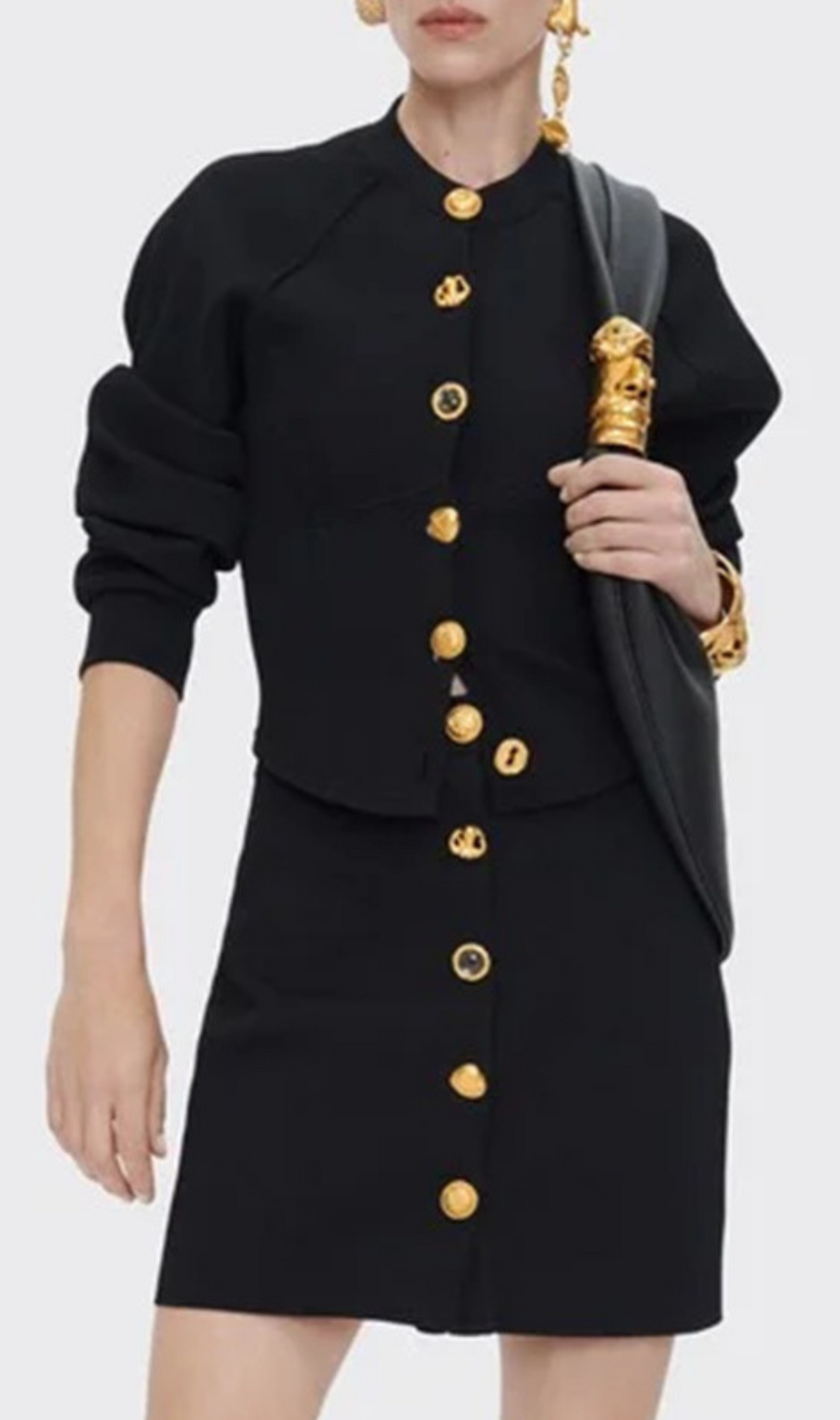 Girolamo Button Coat & Mini Skirt Set