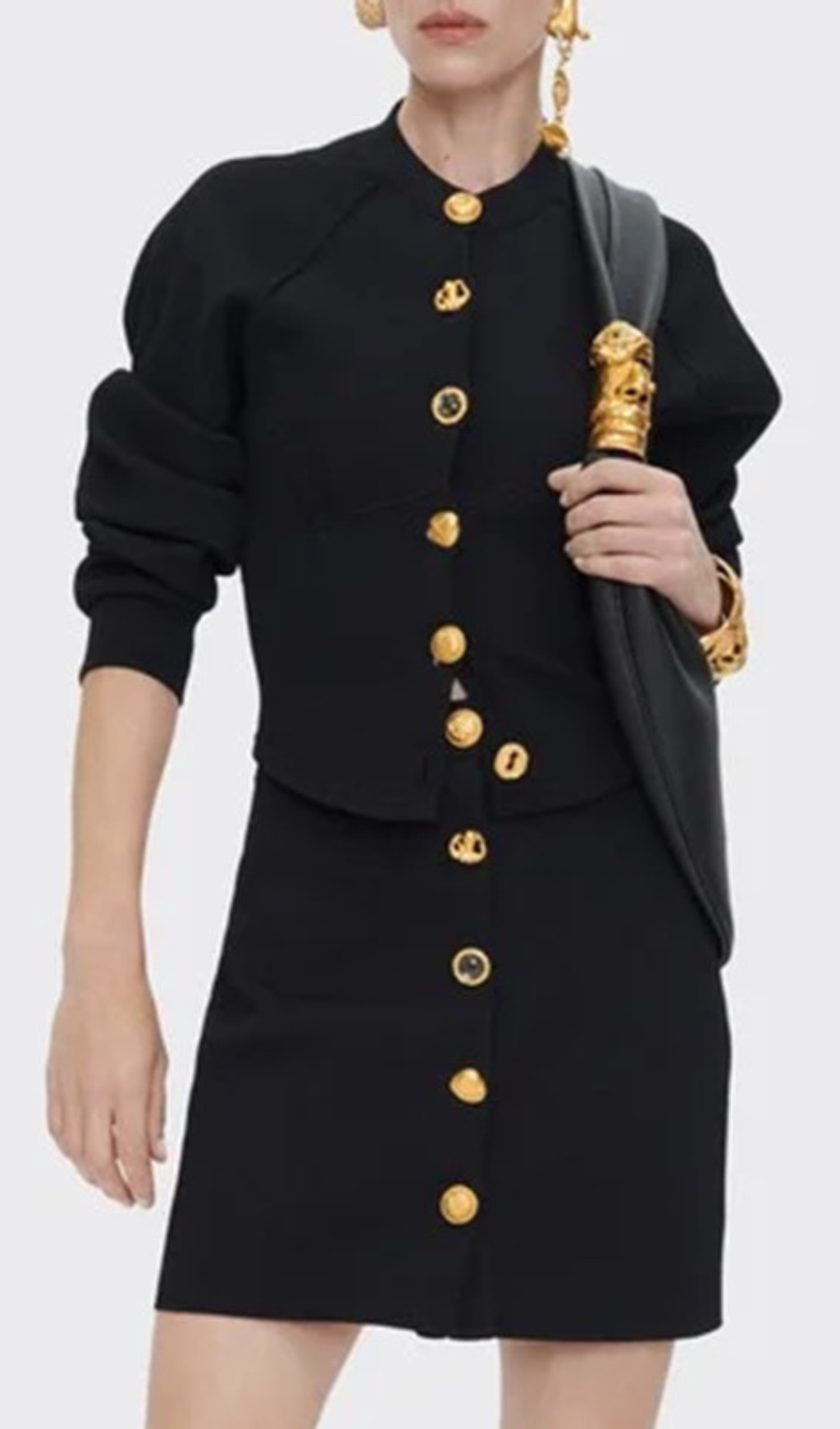 Girolamo Button Coat & Mini Skirt Set