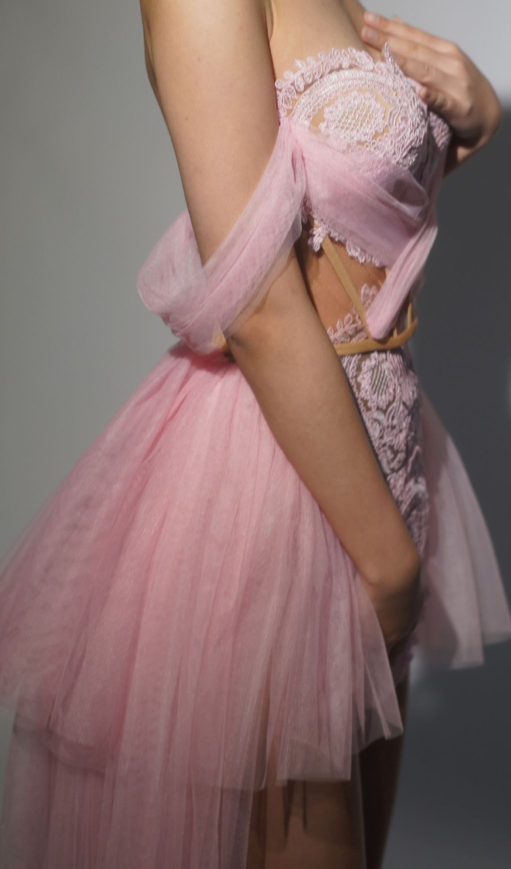 Fiachra Lace Corset Mesh Maxi Dress