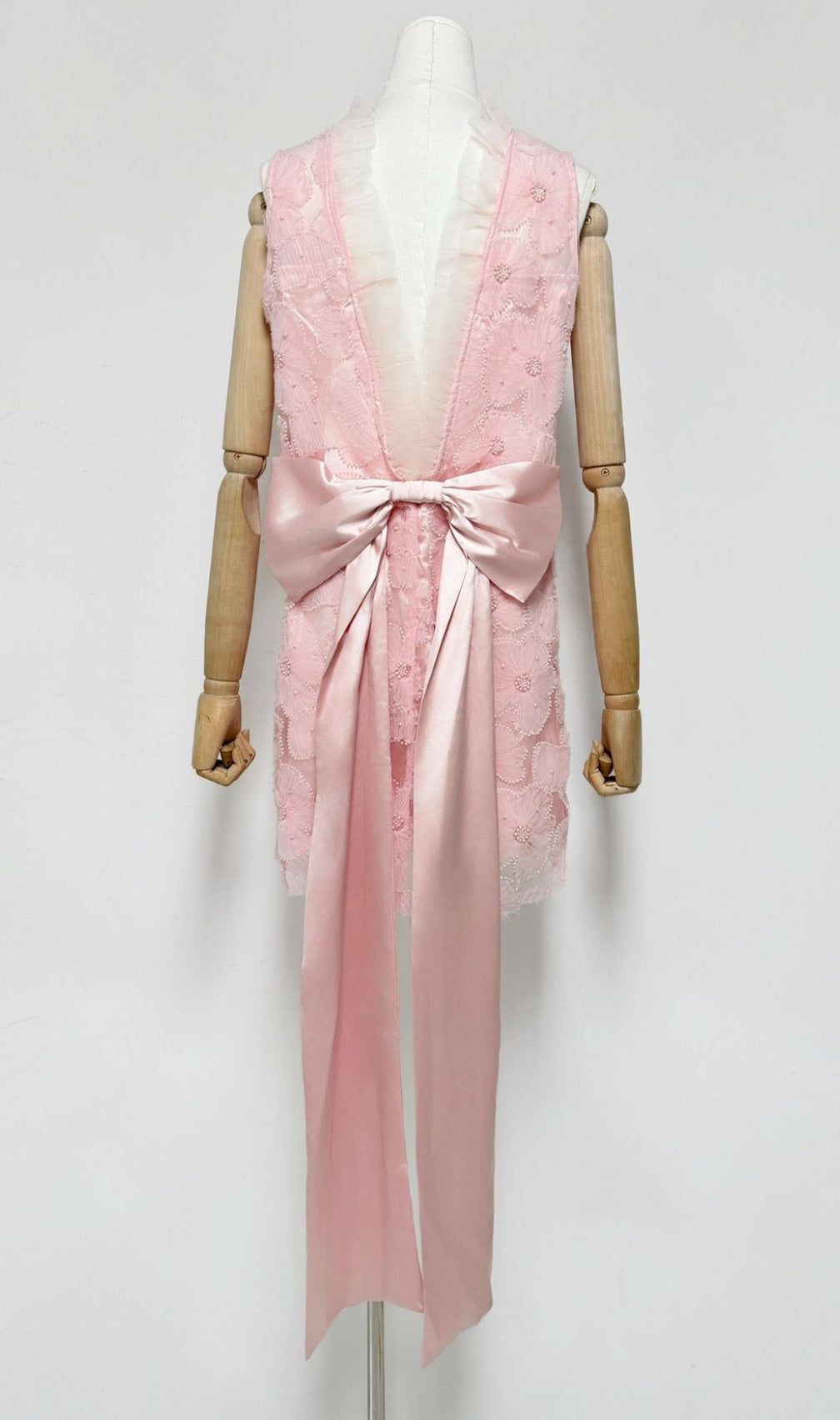 Gaby Flower Beaded Bow Mini Dress