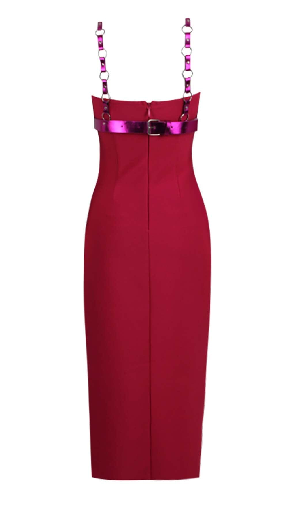 Bralette Strapless Midi Dress In Red