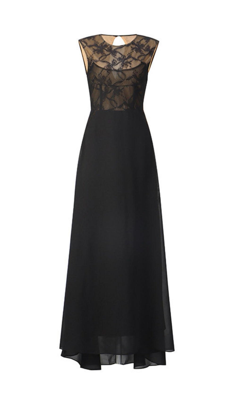 Kensley Elegant Black Lace Sleeveless Maxi Gown | Formal Evening Dress