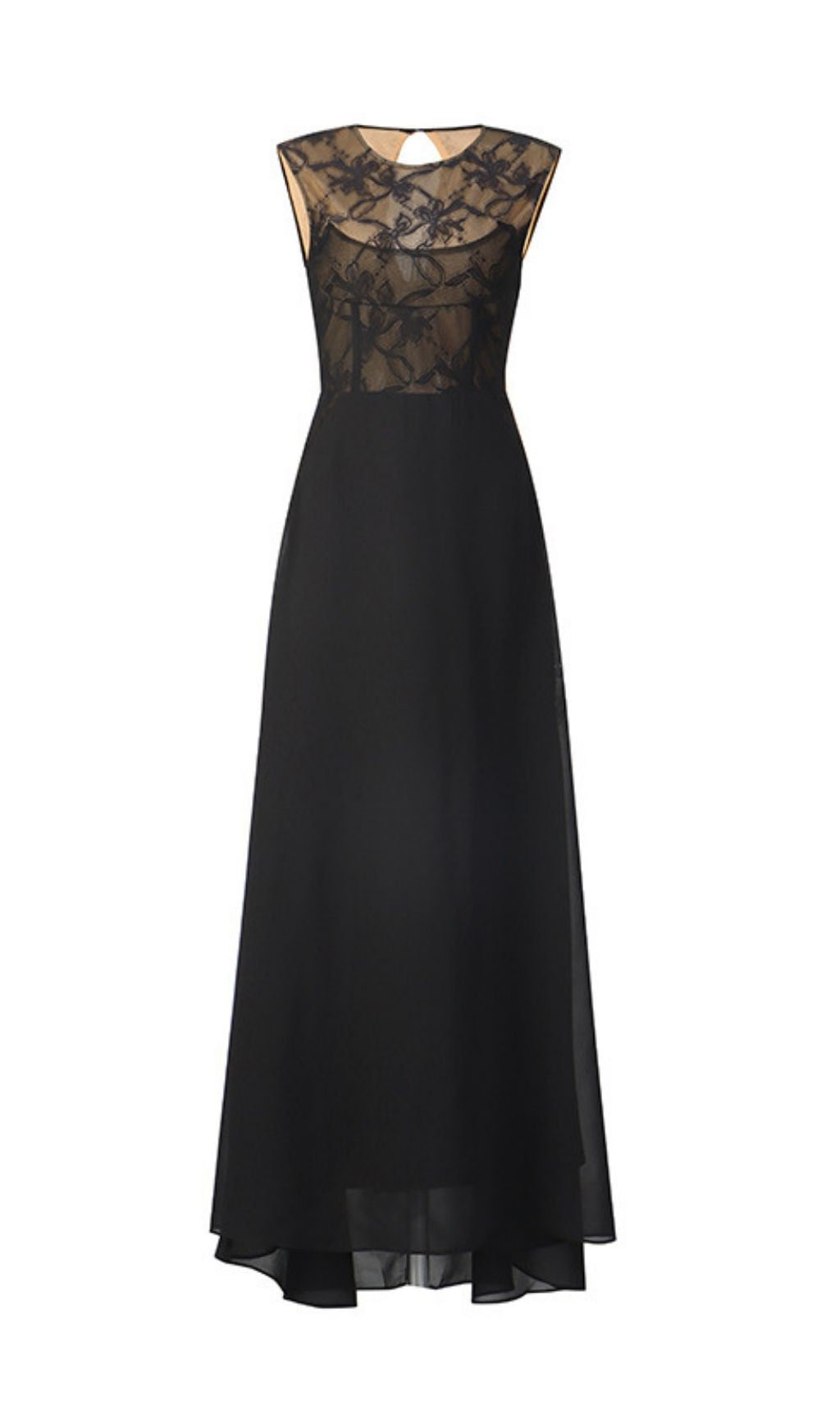 Kensley Elegant Black Lace Sleeveless Maxi Gown | Formal Evening Dress
