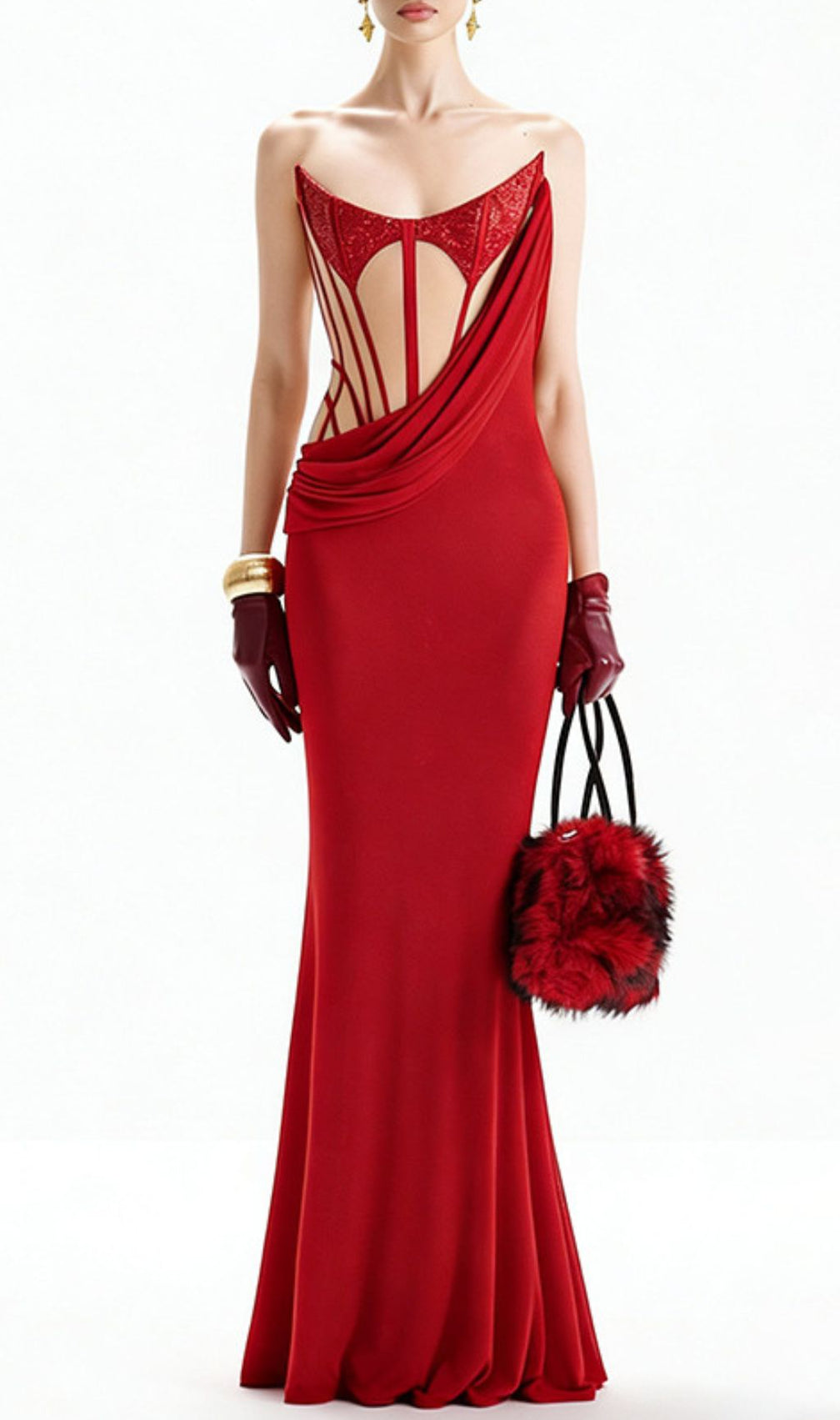 Janan Red Corset Gown: The Ultimate Glamour Statement