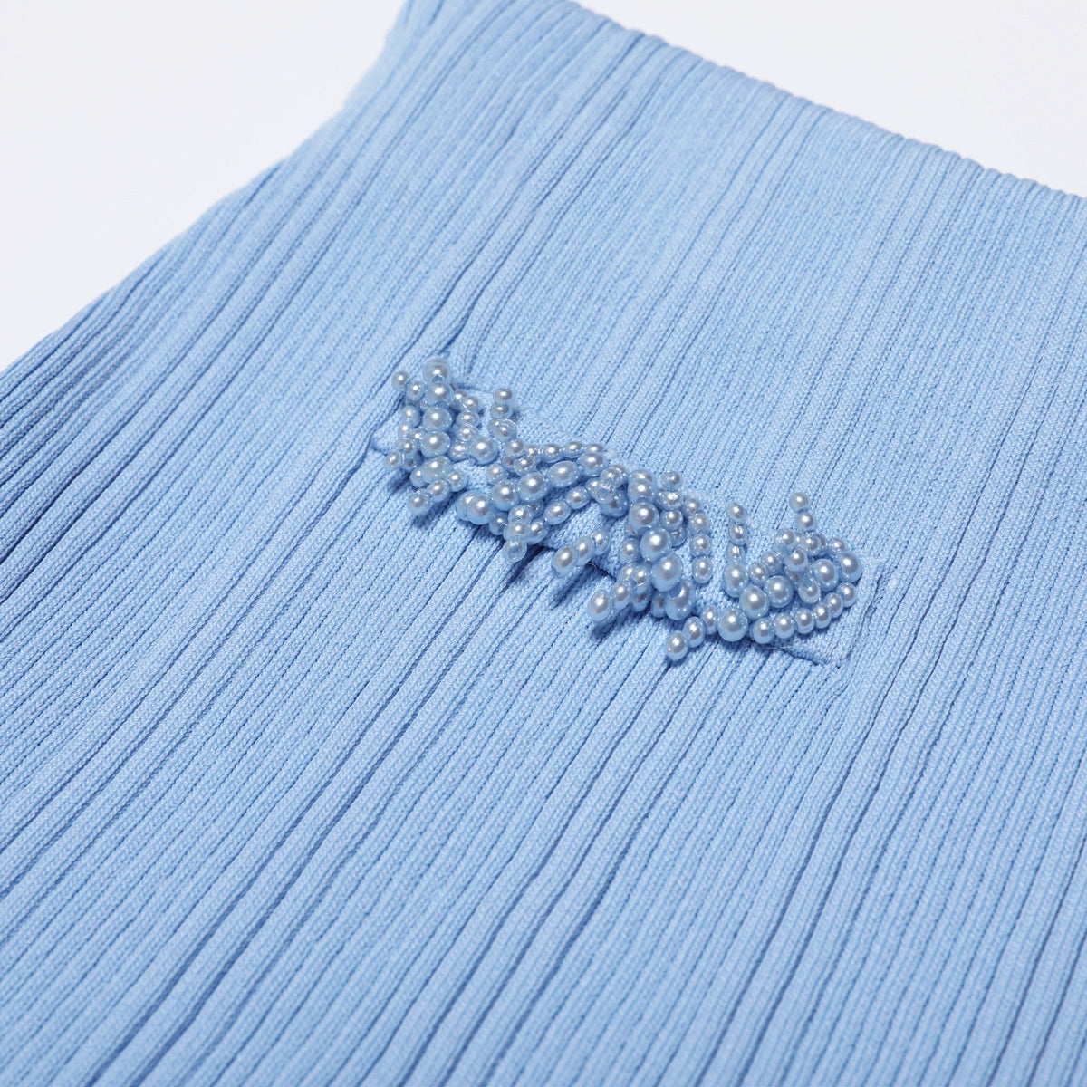 Julio Chic Baby Blue Ribbed Knit Cardigan & Ruffle Mini Skirt Set