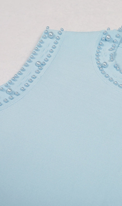 Edie Blue Bead Midi Dress & Cardigan